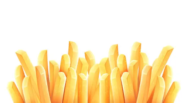 Vector illustration of French fries. Roasted potato chips. Vector illustration.