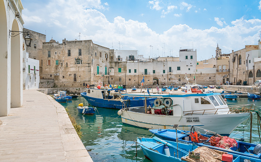 Old harbour in Monopoli, Bari Province, Puglia (Apulia), southern Italy.