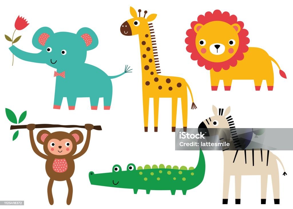 Cute African baby animals, vector set Cute baby animals, vector set Animal stock vector