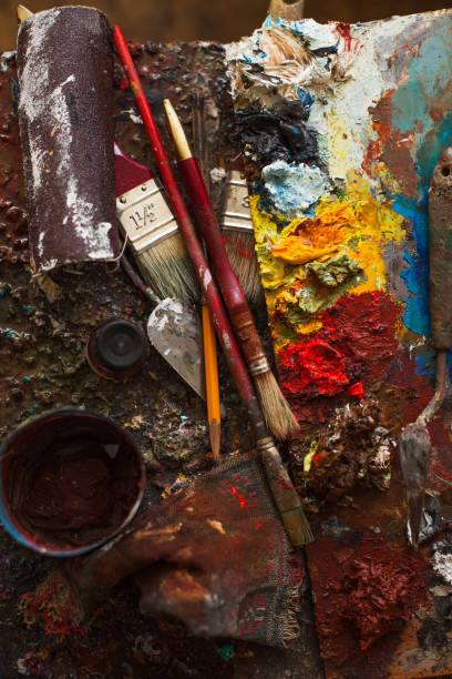 istock art paints, palette, brushes pencil 1125418452