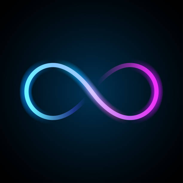neon unendlichkeitssymbol - unendlichkeit stock-grafiken, -clipart, -cartoons und -symbole