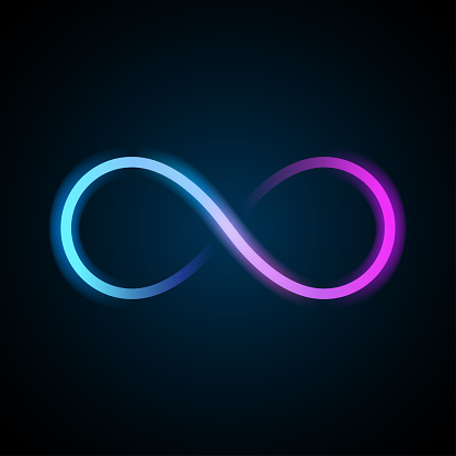Neon infinity symbol in vector