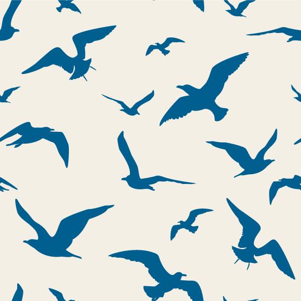 Seagulls seamless pattern - Illustration Seagulls seamless pattern - Illustration sea bird stock illustrations