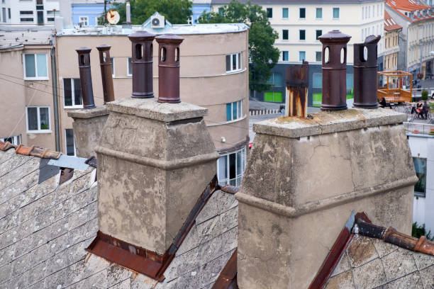 istock Old roof and chimneys requiring repair. 1125422393
