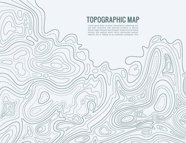 mapa linii konturu. tekstura kartografii konturowania elewacji. tło mapy reliefów topograficznych - droga gruntowa stock illustrations