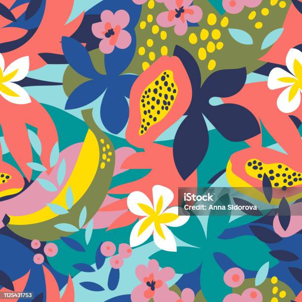 Vector Pattern Stock Illustration - Download Image Now - Pattern, Flower, Tropical Pattern