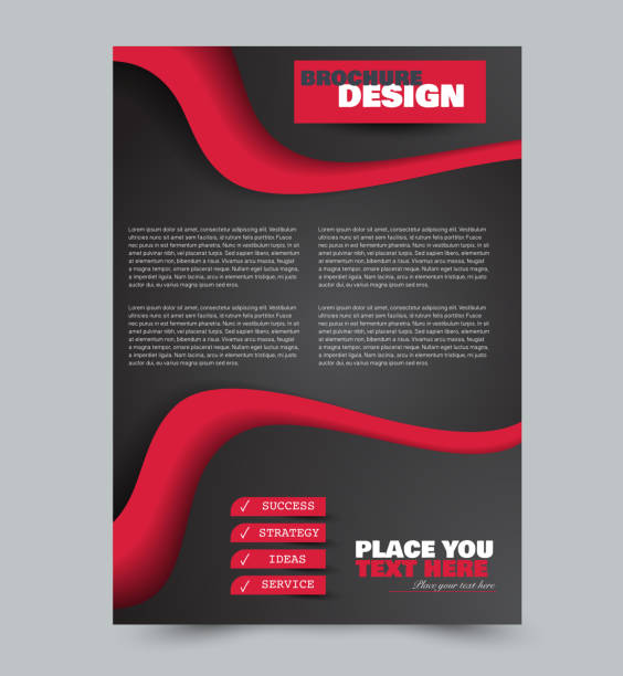 istock Black and red flyer design template with built in images. Brochure for business, education, presentation, advertisement. Corporate identity style concept. Editable vector illustration. 1125434060