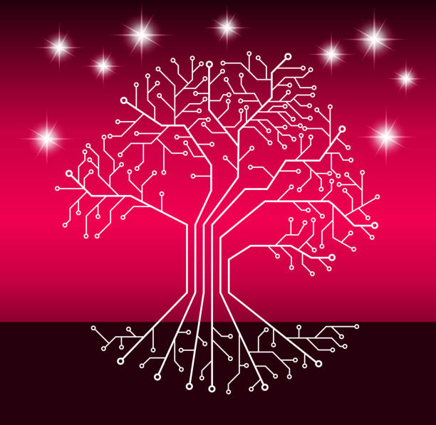 ilustrações, clipart, desenhos animados e ícones de árvore de forma de circuito impresso - plant root system