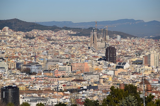 view of Barcelona from the hill Montjuïc