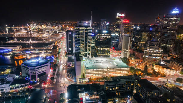 istock Auckland at night seen from the drone 1125436472