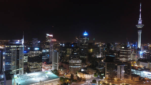 istock Auckland at night seen from the drone 1125436502
