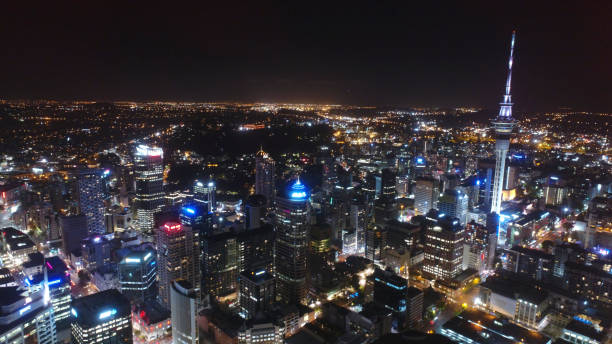 istock Auckland at night seen from the drone 1125436554