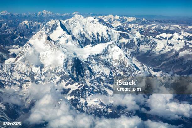 Aerial View Of Mount Everest Himalaya Nepal Stock Photo - Download Image Now - Mt. Everest, Himalayas, Nepal