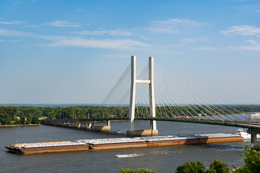 The Great River Bridge over the Mississippi in Burlington, Iowa.