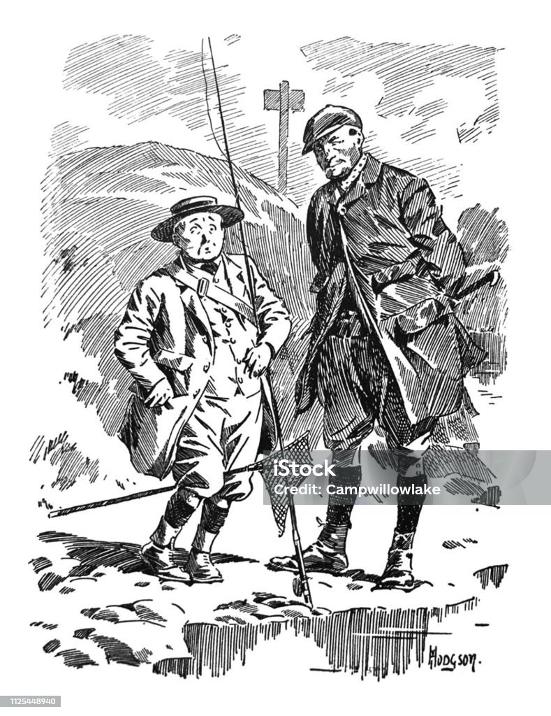 British Satire Comic Cartoon Illustrations Fisherman And Warden  Illustration Stock Illustration - Download Image Now - iStock