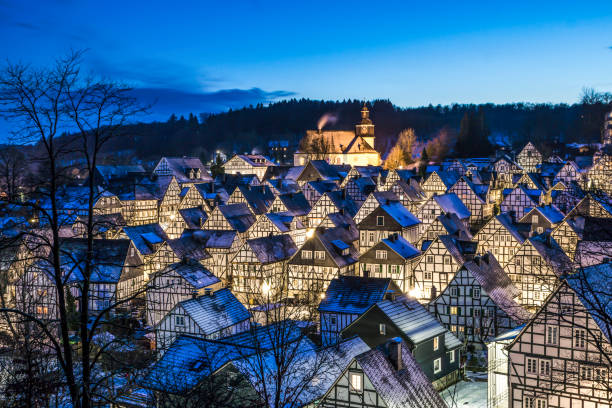 istock Wonderful snow covered village during winter 1125462758