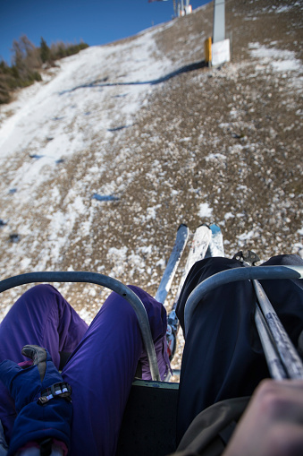 Skier's Personal perspective When Riding on Ski-lift.