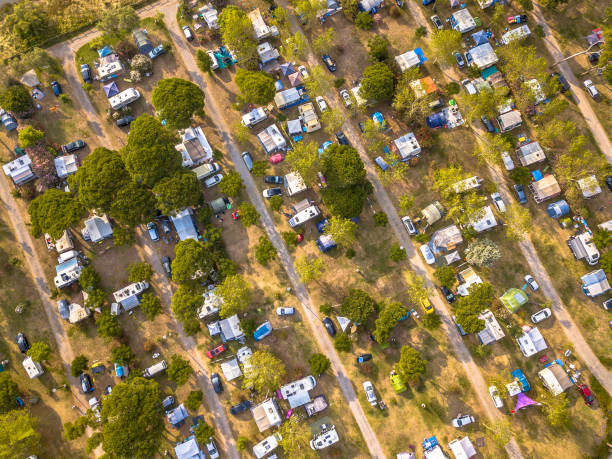 Aerial view of campsite