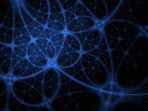 Abstract round geometric shape with curly lines as flower, star, snowflake. Blue spirograph circle border frame. Spirograph for prints, designs, paper. Fractal Design