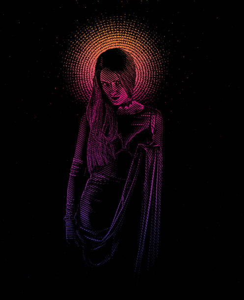 istock Beautiful Gothic Style Woman with Halo 1125472089