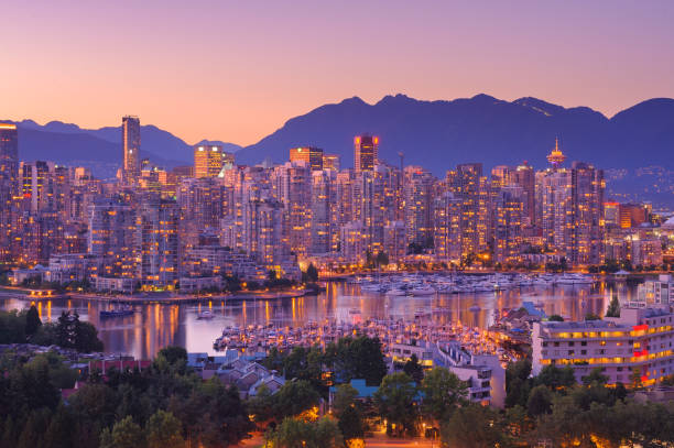 Vancouver Landscape of Vancouver in Twilight Time false creek stock pictures, royalty-free photos & images