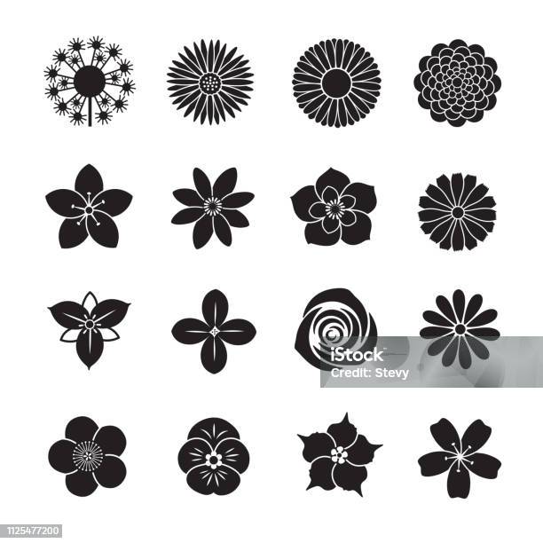 Flower Icon Collection Stock Illustration - Download Image Now - Flower, Icon Symbol, Trillium