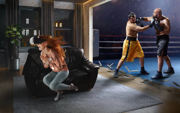 istock Woman in VR Glasses. Virtual Reality with Boxing 1125482699