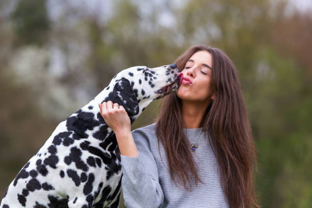 istock young woman with Dalmatian dog 1125486564
