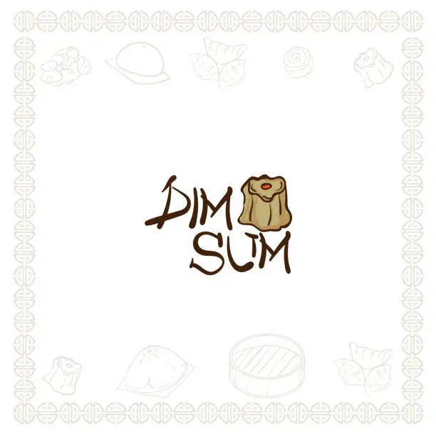 Vector illustration of dim sum chinese restaurant food logo symbol graphic