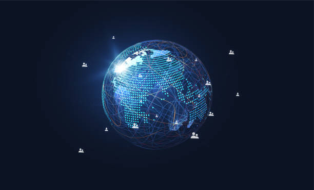 istock Global network connection. World map point and line composition concept of global business. Vector Illustration 1125492378