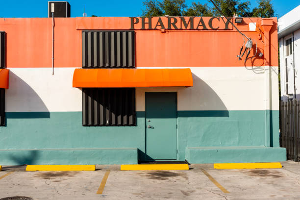 In Miami, USA in the Wynwood arts neighborhood building exteriors are painted in different colors.