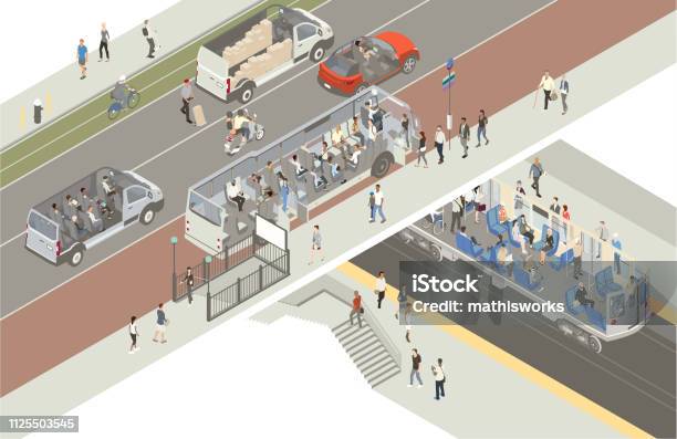 Transportation Cutaway Stock Illustration - Download Image Now - Isometric Projection, Car, City