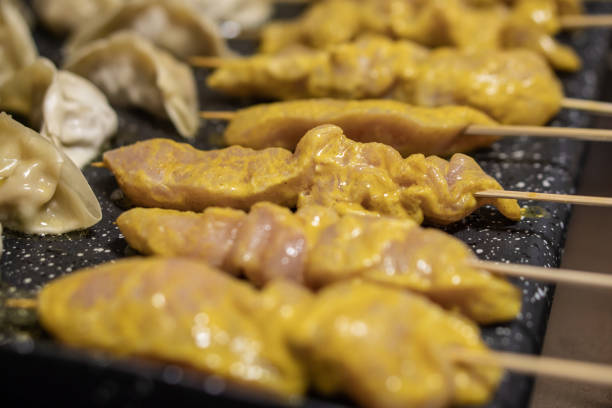 istock Chicken Satay Skewers and Pot Stickers 1125506708