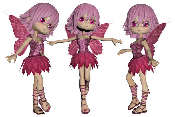 istock Set of cute little fairies isolated on white, 3d render. 1125508169