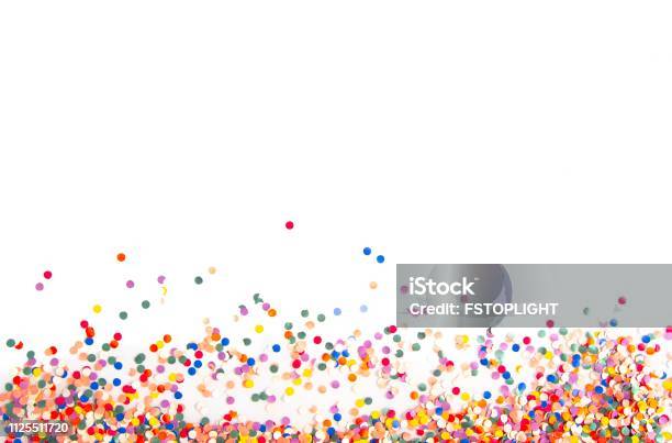 Confetti Background Stock Photo - Download Image Now - Confetti, White Background, Birthday