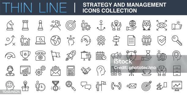 Strategy And Management Icons Collection Stock Illustration - Download Image Now - Icon Symbol, Business, Icon Set