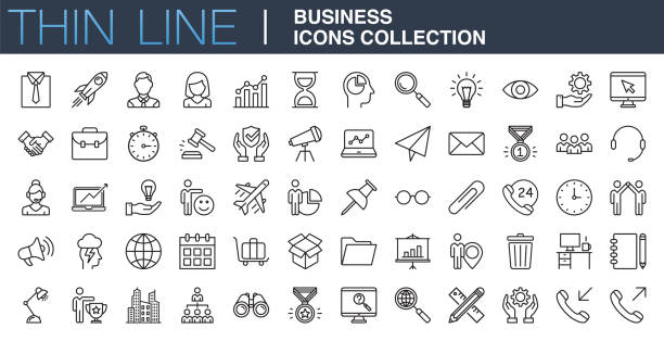 Modern Business Icons Collection Modern Business Icons Collection business strategy illustrations stock illustrations