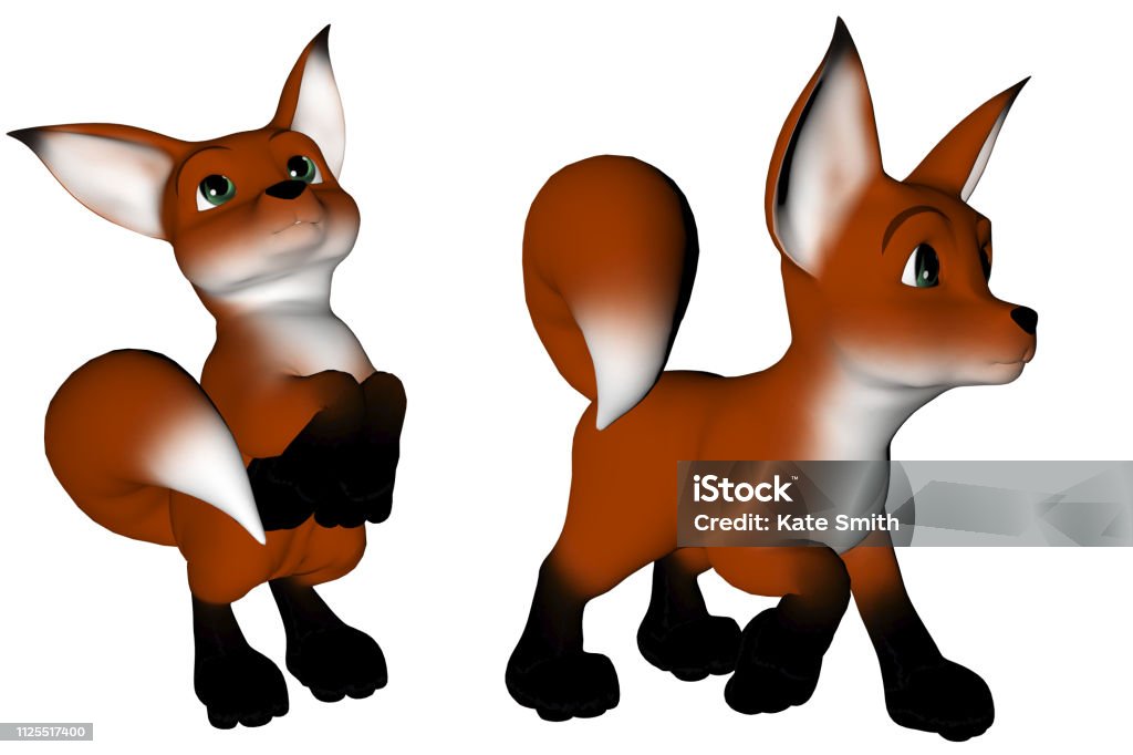 Cute Wild Cartoon Fox Isolated On White 3d Render Stock Photo - Download  Image Now - iStock