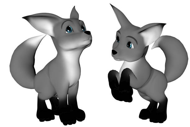 Cute wild cartoon fox isolated on white, 3d render.