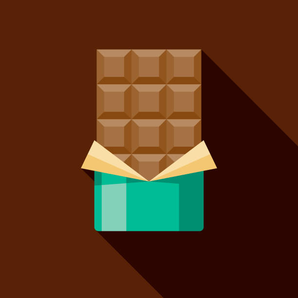 Chocolate Bar Icon A flat design icon with a long shadow. File is built in the CMYK color space for optimal printing. Color swatches are global so it’s easy to change colors across the document. chocolate bar stock illustrations