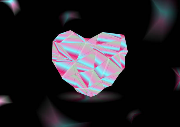 istock Cristal polygonal heart made of holographic foil abstract background 1125525102