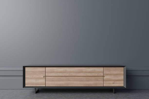 istock Cabinet mockup in modern empty room,Dark wall 1125525148