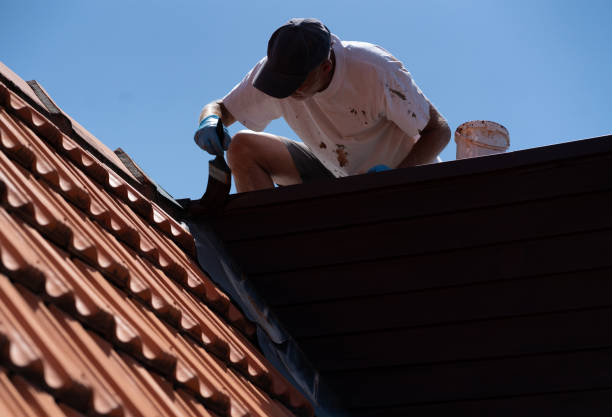 istock Senior man paints exterior cedar boards on house 1125529944
