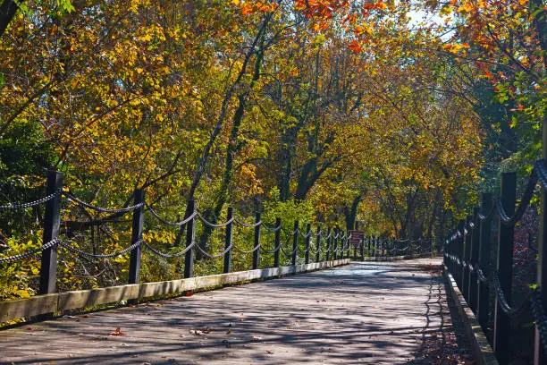 Photo of A pedestrian and bike trail along Potomac River in Arlington, VA, USA.