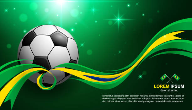 Football Cup Championship with glow light background Brazil flag soccer vector art illustration
