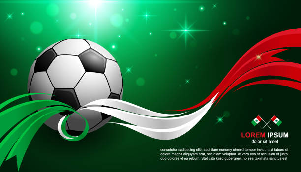 Football Cup Championship with glow light background Mexico flag soccer vector art illustration