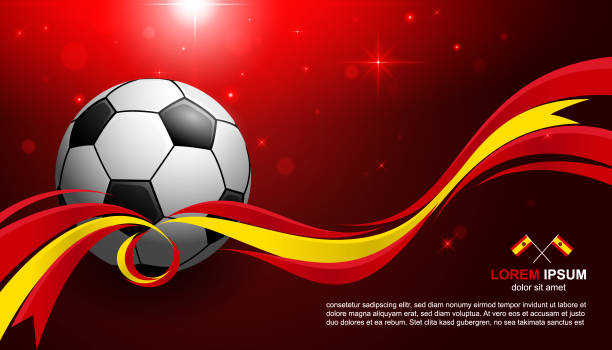 Football Cup Championship with glow light background Spain flag soccer vector art illustration