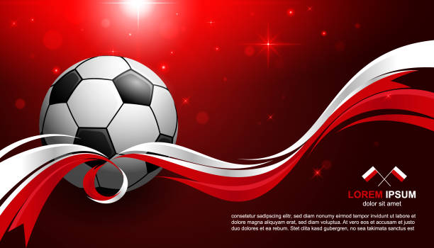 Football Cup Championship with glow light background Polandia flag soccer vector art illustration