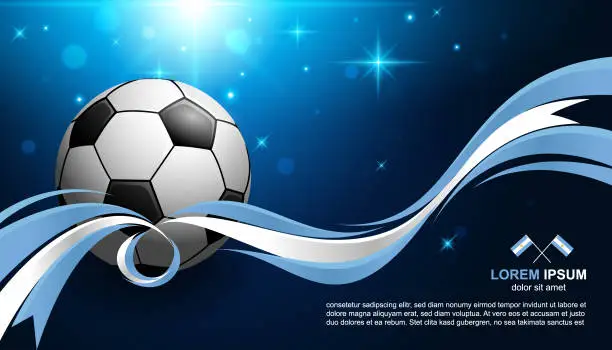 Vector illustration of Football Cup Championship with glow light background Argentina flag soccer