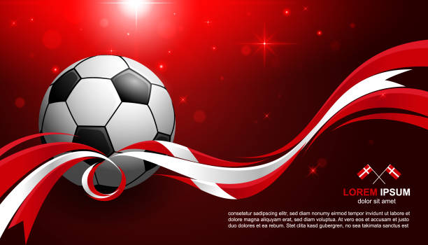 Football Cup Championship with glow light background Denmark flag soccer vector art illustration